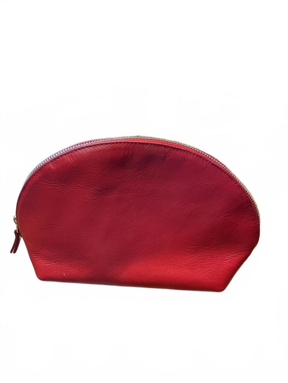 Leather Red Cosmetic Travel Zippered Bag